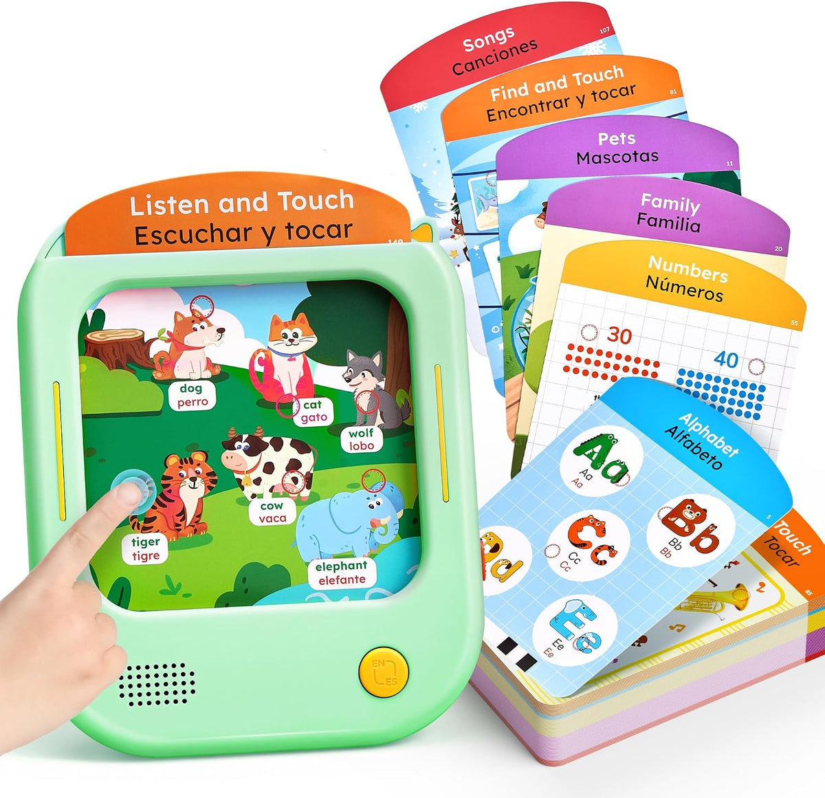 JoyCat Kids Learning Tablet - Green:English&Spanish-Early Learning