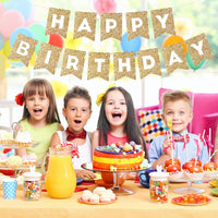 Orange Happy Birthday Banner Birthday Sign for Backdrop Happy - Gold - image 3