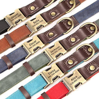 Didog Soft PU Leather Dog Collar for Large Dogs,Classic Adjustable Dog Collars with Quick Release Metal Buckle,Easy Clean and Comfortable with Nylon Lining,Denim Blue,L Neck 15-23"