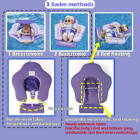 Mambobaby Float with Canopy Size Improved Non Inflatable Infant Baby - Clown Fish Purple - image 3