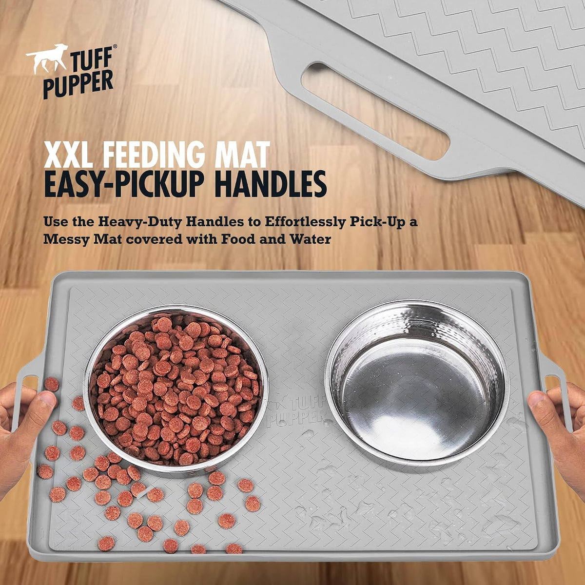 Tuff Pupper 36x24 XXL Dog Feeding Mat for Food and Water - Gray / XX-Large - 36" x 24" - image 3