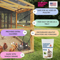 Pampered Chicken Mama Backyard Feed - Premium Scratch Treat - High Protein & Calcium All-Natural Grower Feed Supplies for Laying Chickens (2.5 Pounds)