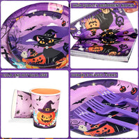 qonimi Halloween plates and napkins set, 75 piece disposable tableware - view 15