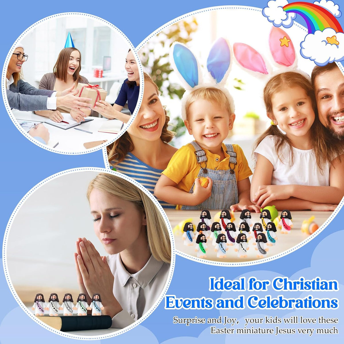 Bememo 50pcs Mini Jesus Loves You Religious Figures - Dazzling Colors - image 3