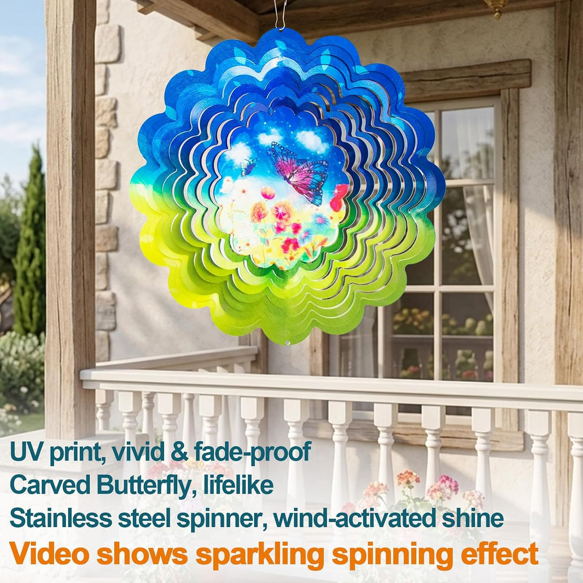 Rooster Metal Wind Spinners - Vivid Butterfly / 12 Inch - image 2