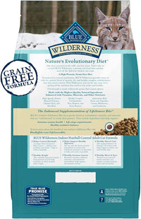 Blue Buffalo Wilderness High Protein Indoor Hairball Control Chicken Dry Cat Food for Adult Cats, Grain-Free, 5 lb. Bag