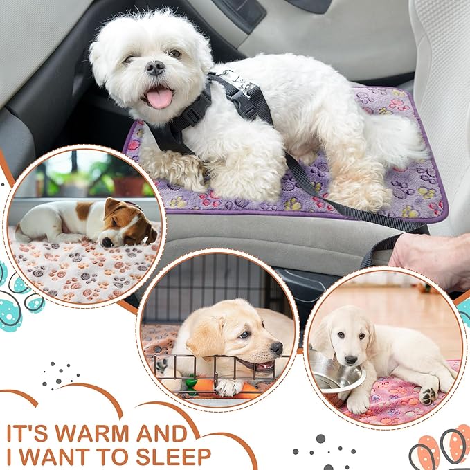 Reginary 4 Pcs Waterproof Guinea Pig Blankets Washable Small Animal Fleece Bedding Absorbent Guinea Pig Cage Liners Reusable Pet Pee Pad Sleep Mat for Hamster Ferret(Paw Print,28 x 14 Inch)