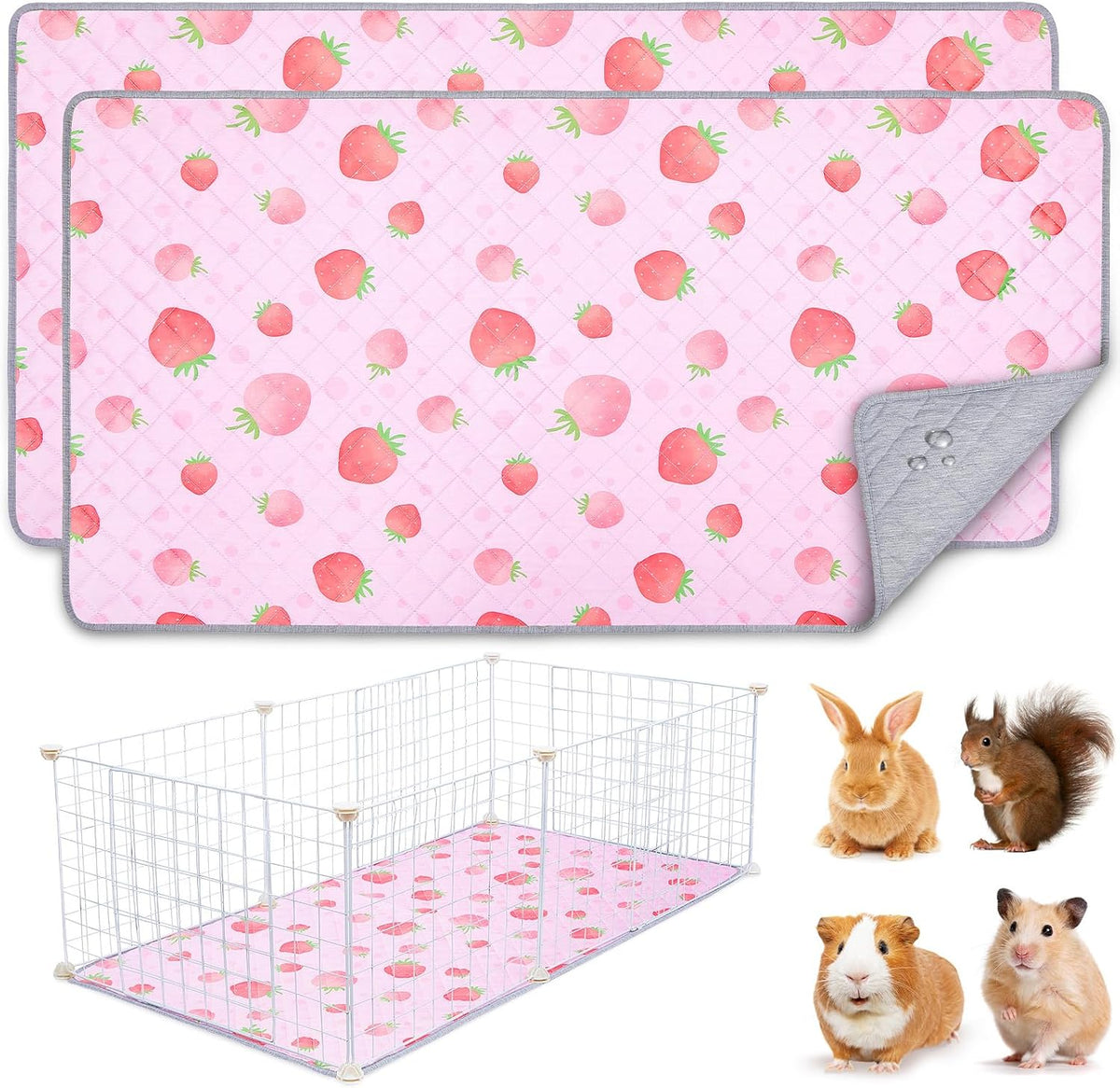 Unicorn Catcher 2 Pack Washable Guinea Pig Cage Liner - Pink / 47X24in
