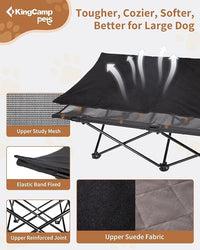 KingCamp Elevated Dog Bed for Large Dogs, Outdoor Raised Cooling Pet Cot Bed with Washable Breathable Mesh & No-Slip Feet Perfect for Camping, Backyard, Indoor Use (Large, Black)