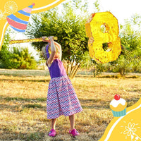 Sratte gold foil number piñata set with gold blindfold, piñata stick and bag of confetti - view 14