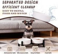 Raised Ceramic Dog Bowl Set with Stand - White / 2 Bowls - 2.1 Cups Each - image 4