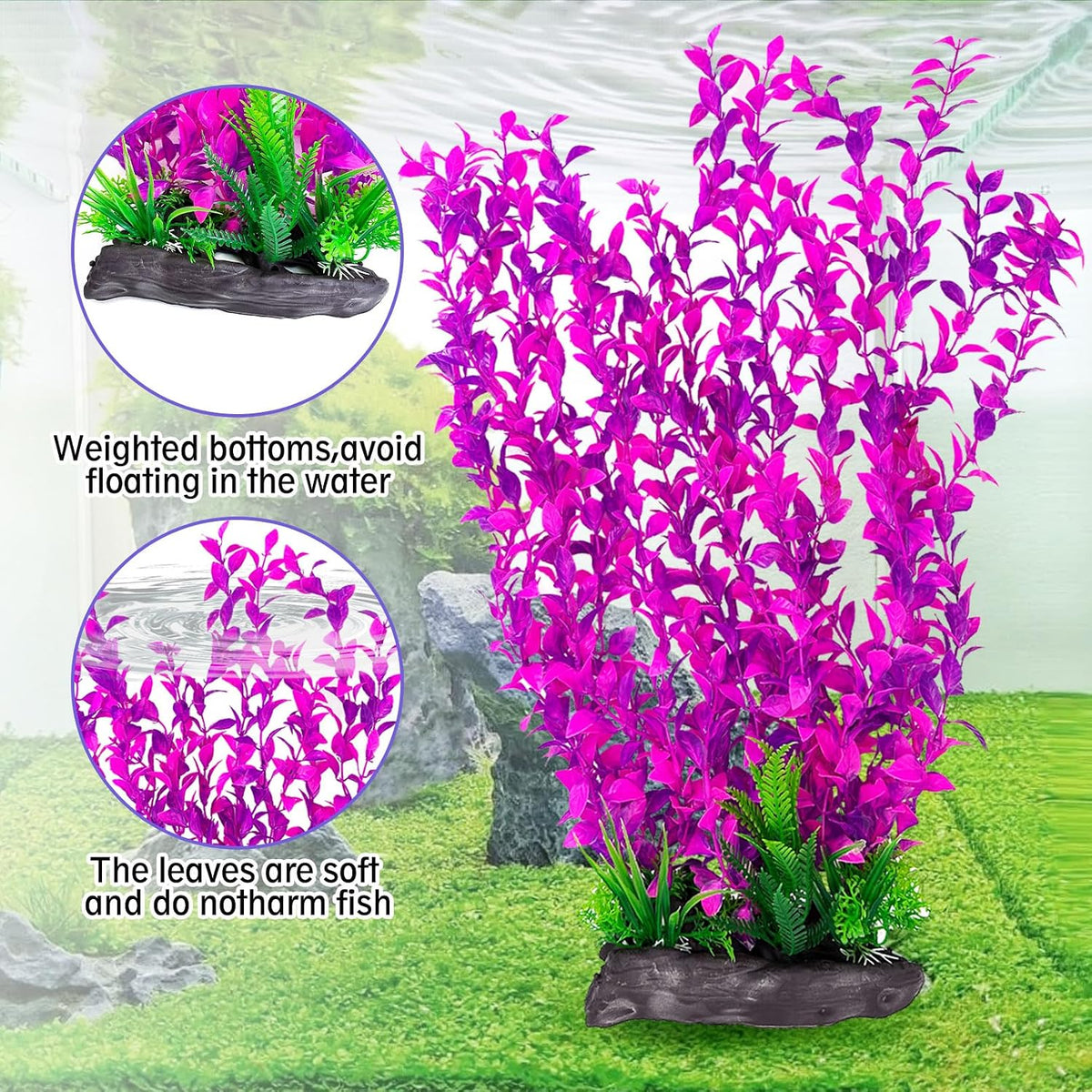Aquarium Plastic Plants Extra Large Aquarium Plant 20.4-inch Tall - E*2 Pcs / 20.4 in - image 3