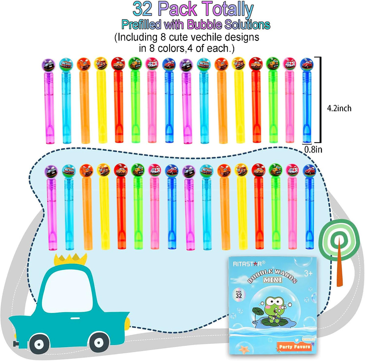 ritastar 32 mini bubble wands with Halloween designs in a gift box - view 26