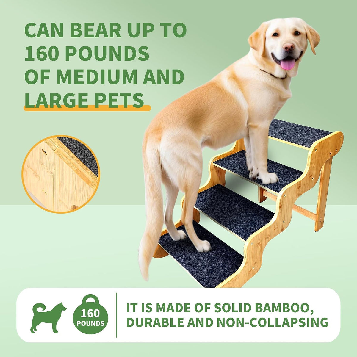 Dog Stairs for Small Dogs - 4-Step Natural / 4.0 / 4-Step 29x17x20 inch - image 2