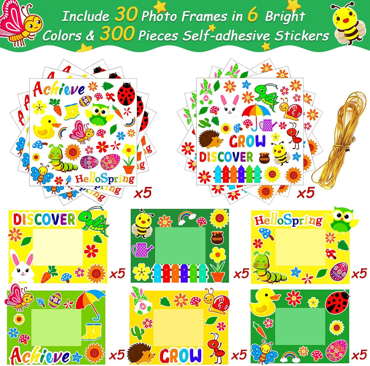 30 Packs Halloween Arts and Crafts for Kids Picture Frame Craft Kits - Spring - image 2