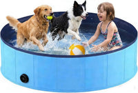 Foldable Dog Pool, Collapsible Dog Swimming Pool Hard Plastic Portable Pets Bath Tub for Dogs - XXL - 64" x 12"