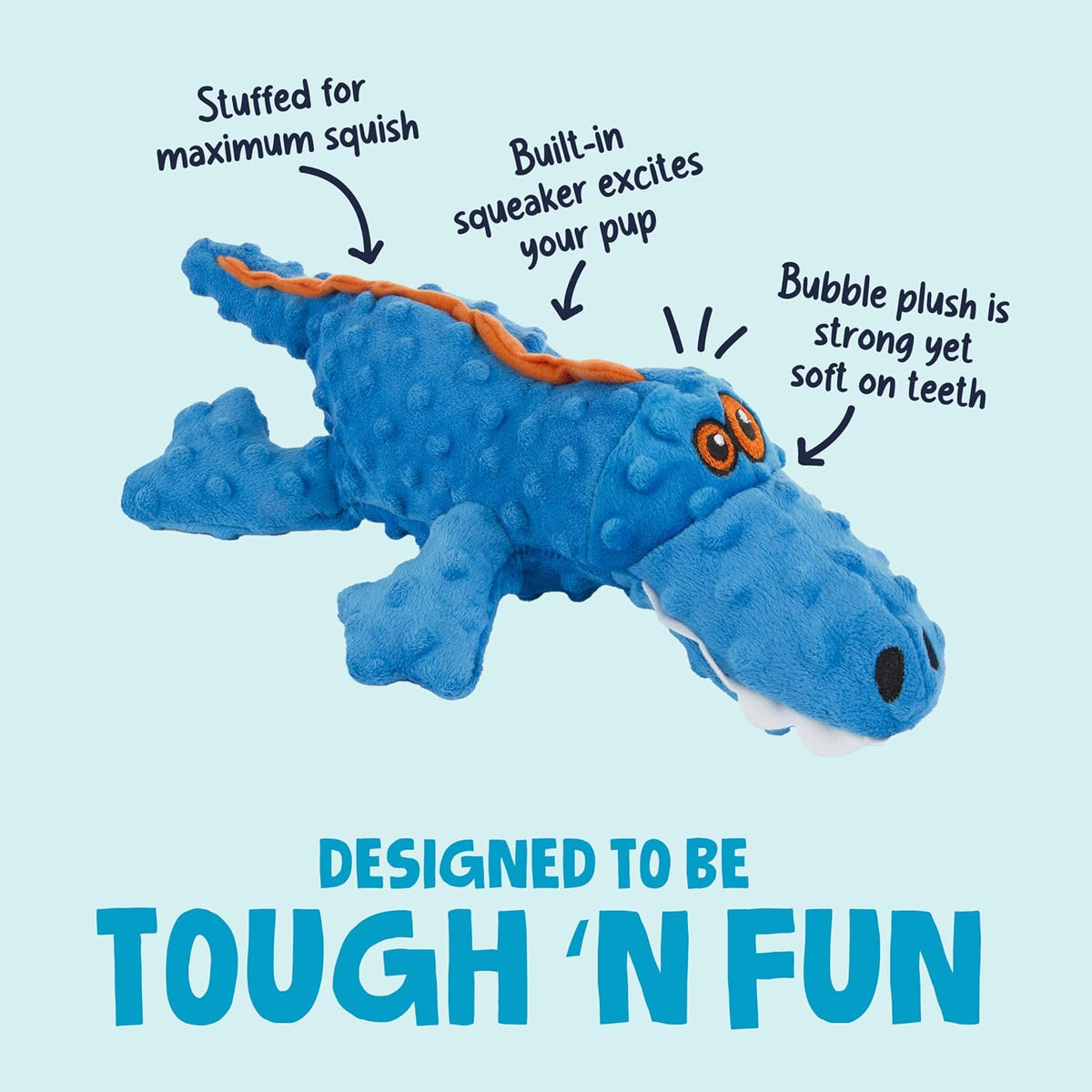 goDog Gators Squeaky Plush Dog Toy with Chew Guard Technology - Blue / Large - image 2