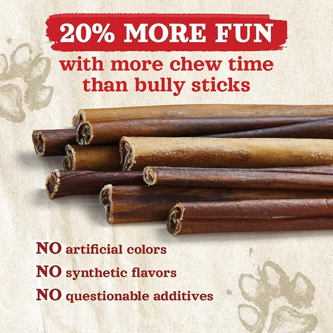 Natural Farm Collagen Dog Chews (12 Inch, 5 Pack), Odor-Free Long Lasting Bully Sticks & Rawhide Alternative Dog Treats, 95% Collagen Low Fat, High Protein – Medium & Large Dogs