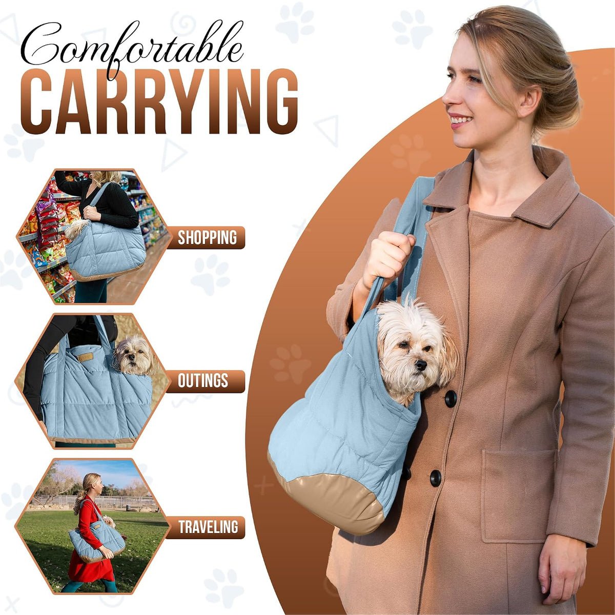 Plush Dog Purse Carrier for Small Dogs, Soft Tote, Black – Essentials for Dogs - Plush Light Blue - image 2