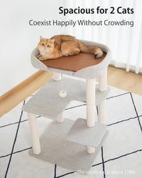 37.5" Cat Tree Tower for Large & Senior Cats, Low-Step Design – Essentials for Cats - Light Grey 37.4'' - image 3