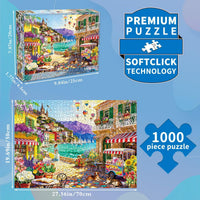 1000 Piece Jigsaw Puzzle, French Riviera Flower Market - Coastal Town - image 3