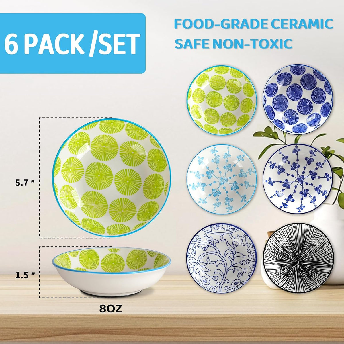 Ceramic Cat Food Bowls, Water - Classic Colors + Metal Stand - image 2