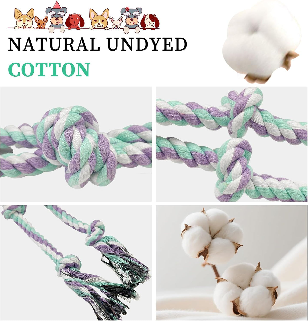 Flirt Pole for Dogs, Interactive Toys Tug-of-war for Pet - 5 knot-19.5In - image 3