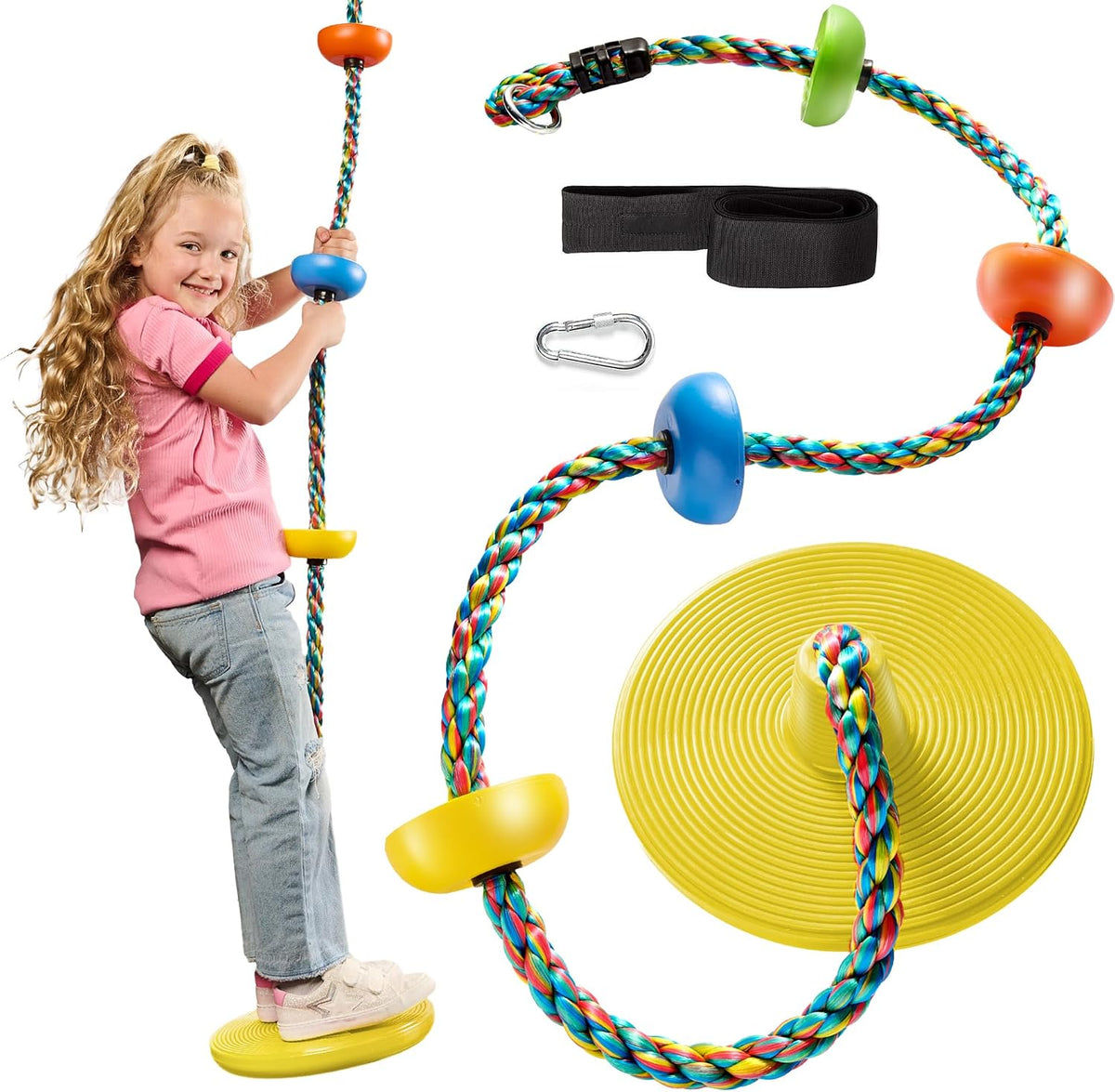 Jungle Gym Kingdom Tree Swing for Kids - Multicolor Yellow