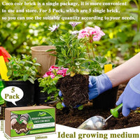 ZeeDix 5 Pack Premium Coco Coir Brick, Organic Compressed Coconut Coir Bricks Seed Starter Potting Soil for Plants, Coconut Fiber Substrate with Low EC & pH Balance for Gardening Flower Herbs