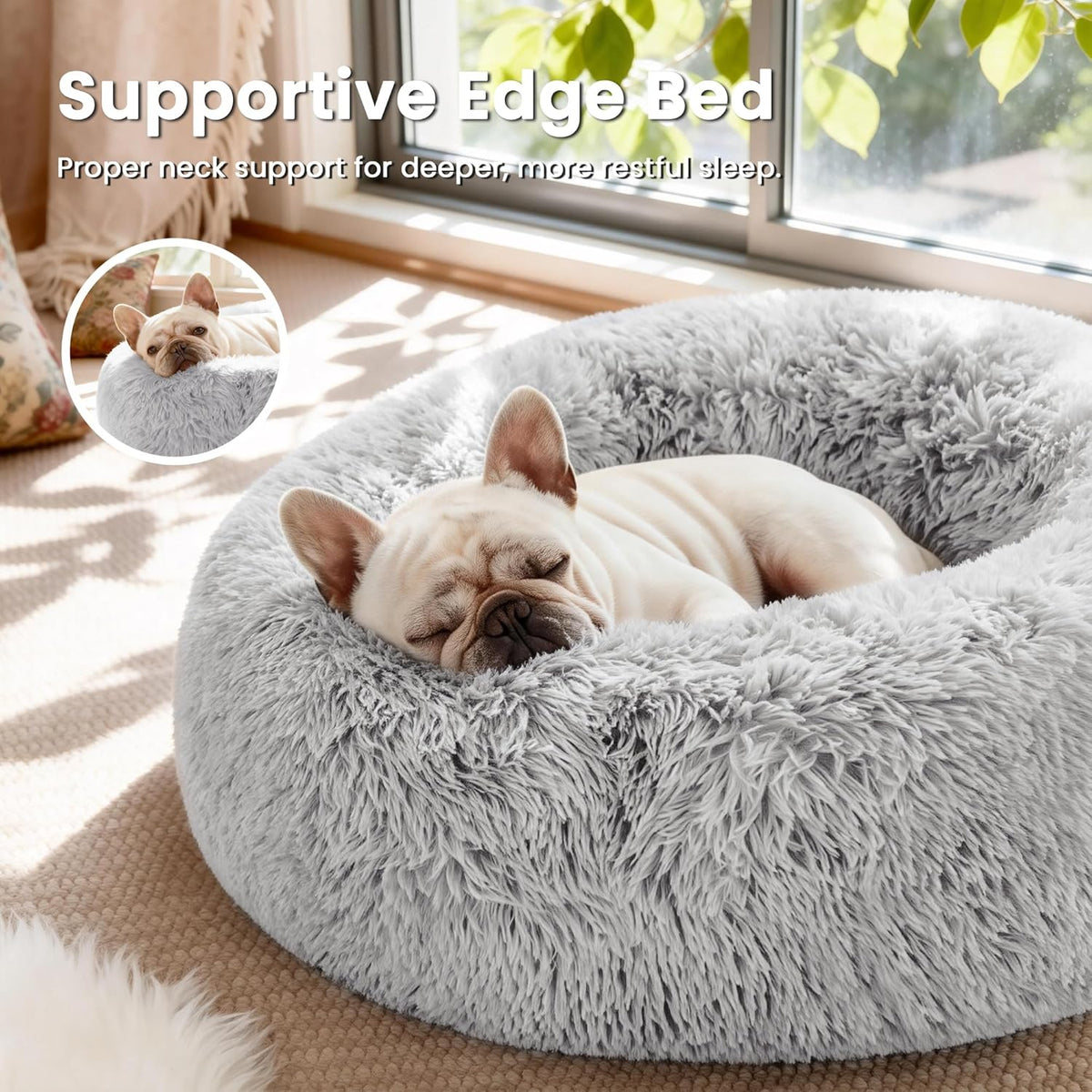 Love's cabin Calming Cat Bed for Indoor Cats - Light Grey / 24" - image 2