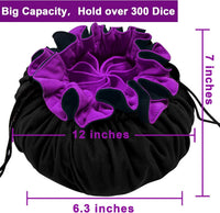 SIQUK Large Dice Bag with Pockets Big Capacity Dice Bag Drawstring - Black & Dark Violet - image 3
