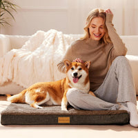 Patas Lague Orthopedic Large Dog Bed Washable Pet Sofa Mat 36''X24'' - 30"L x 20"W x 3.5"Th / Brown - image 2