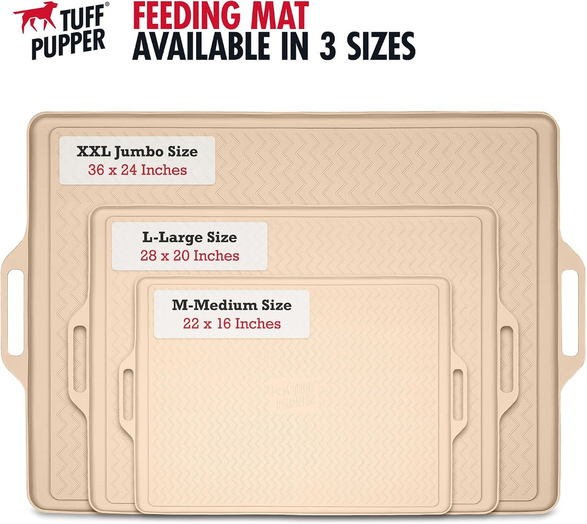 Tuff Pupper 36x24 XXL Dog Feeding Mat for Food and Water - Beige / XX-Large - 36" x 24" - image 4