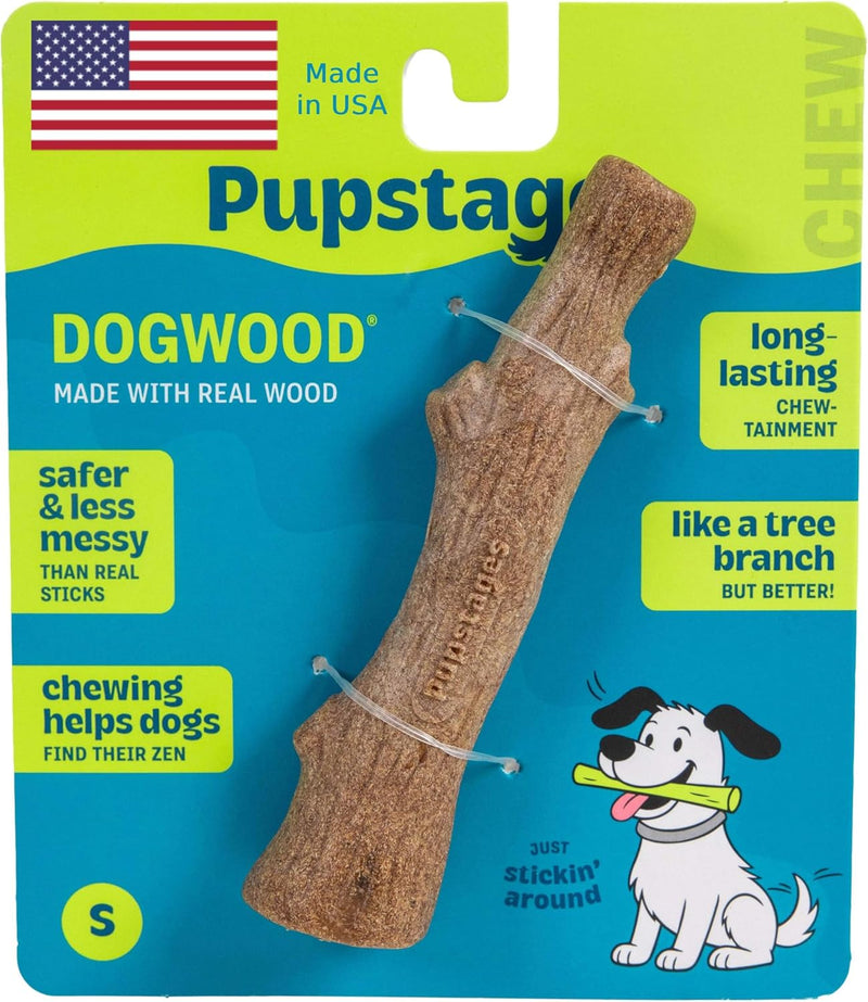 Pupstages Dogwood Stick Dog Chew Toy, Made in USA, 8" - Brown / Small (Pack of 1)