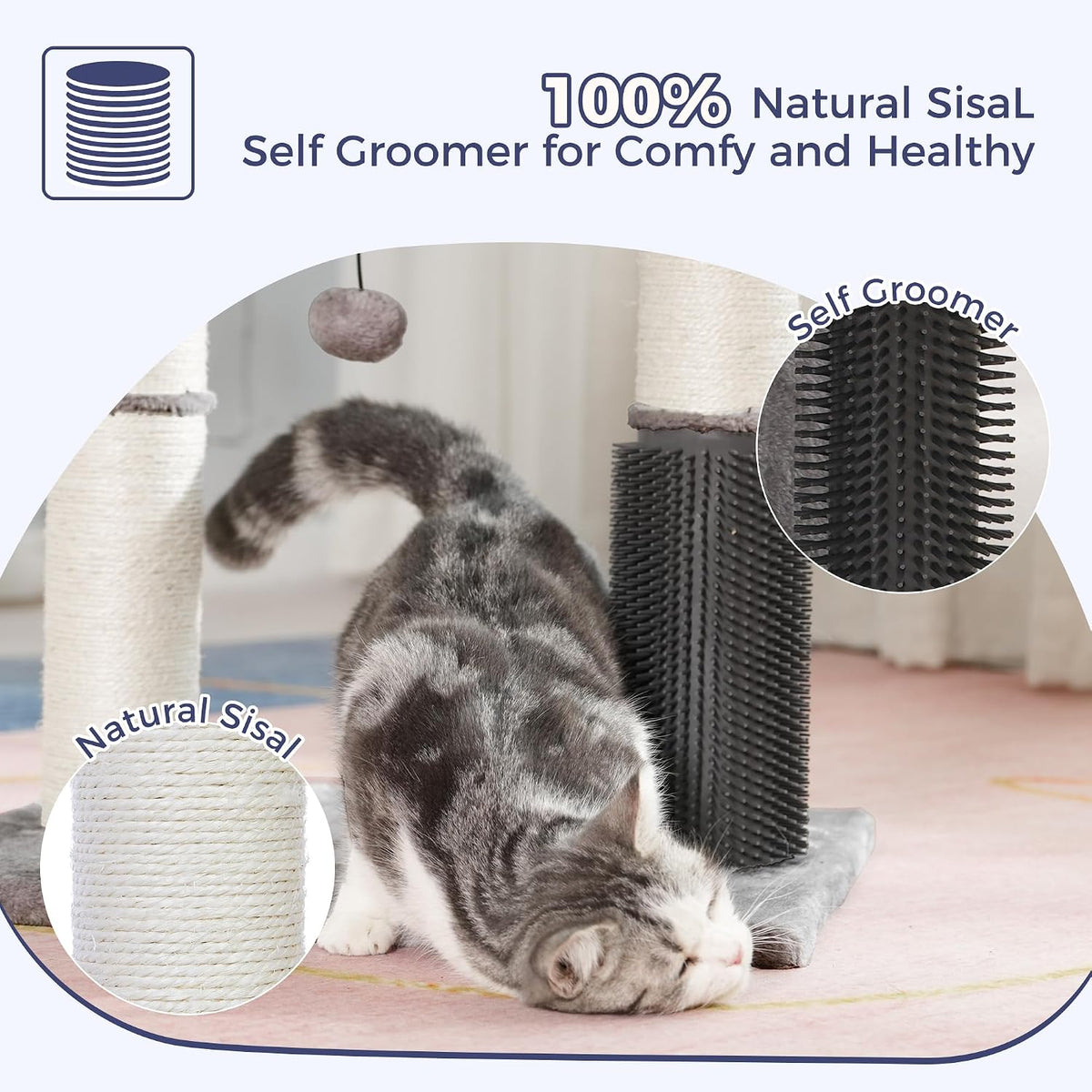 Cat Tree Tower for Large Cats Cat Scratching Post with Bed 20X16” – Essentials for Cats - Large / Gray - image 4