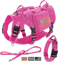 Forestpaw Tactical Dog Harness for Large Dogs, Military, L - L:Chest 27-40",Fit 70-140lbs / Hot Pink