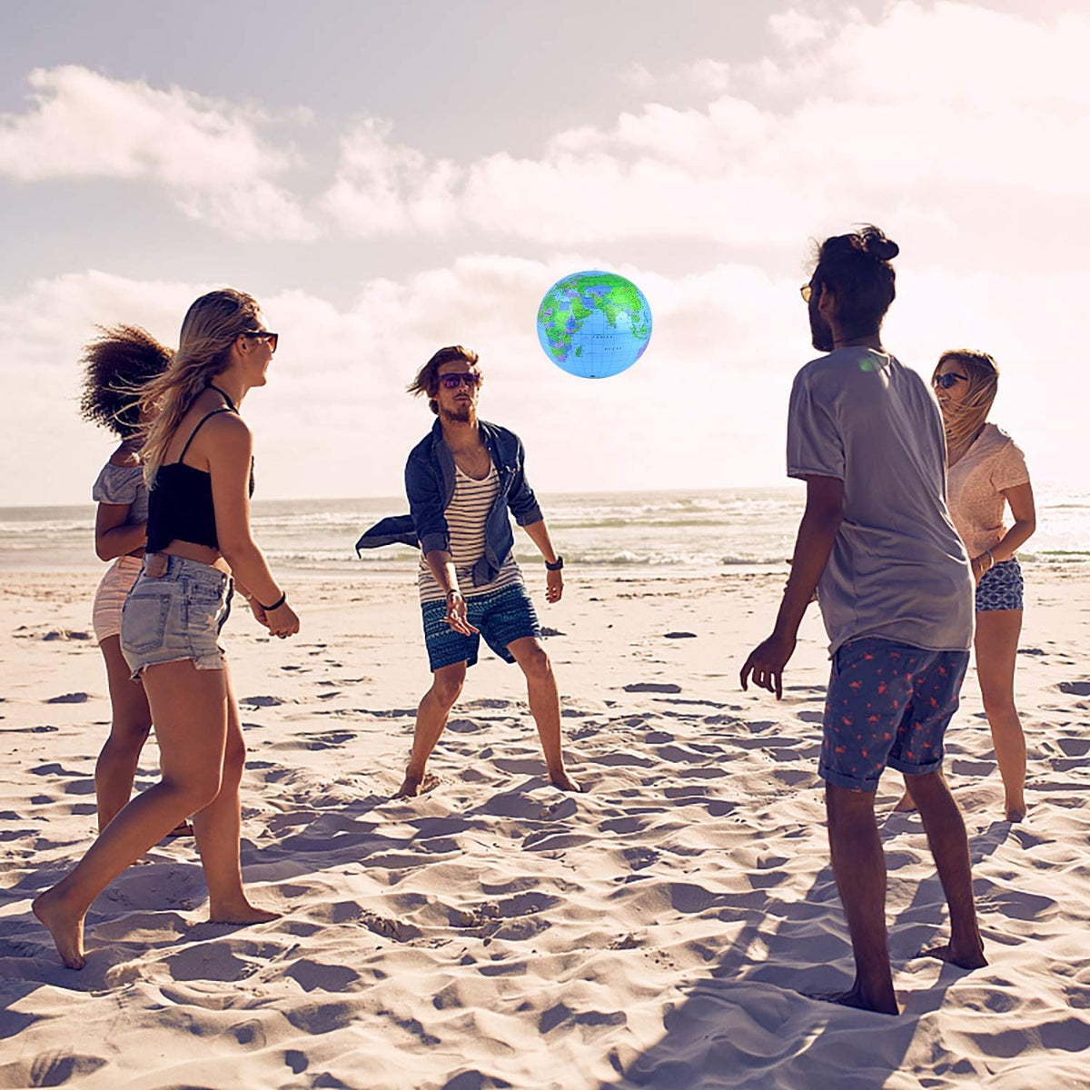 Coopay inflatable globe beach ball 2 pack, 12 inch PVC world map balls - view 9