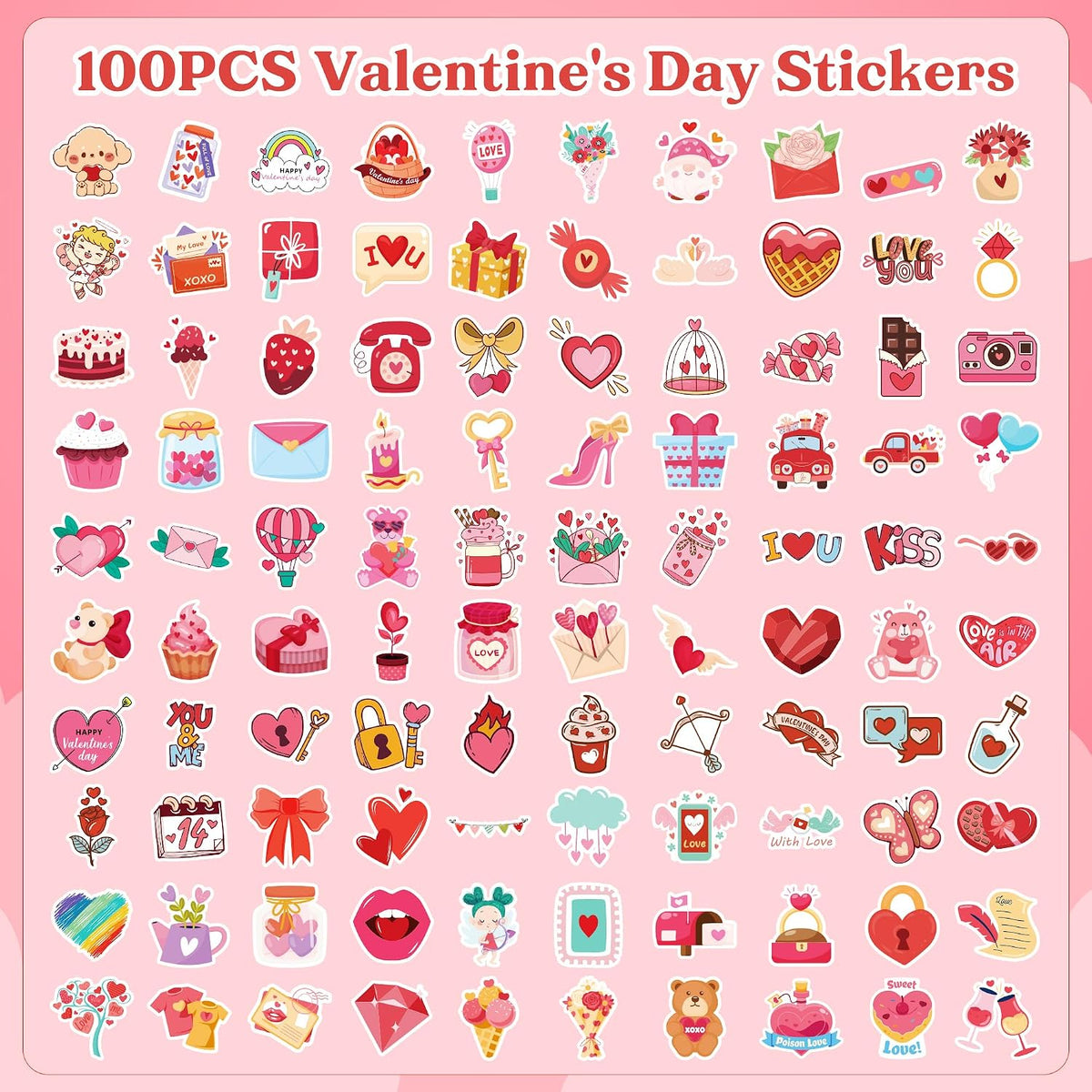Stickers for Kids, Water Bottle Scrapbook Stickers for Toddlers - Valentines - image 2