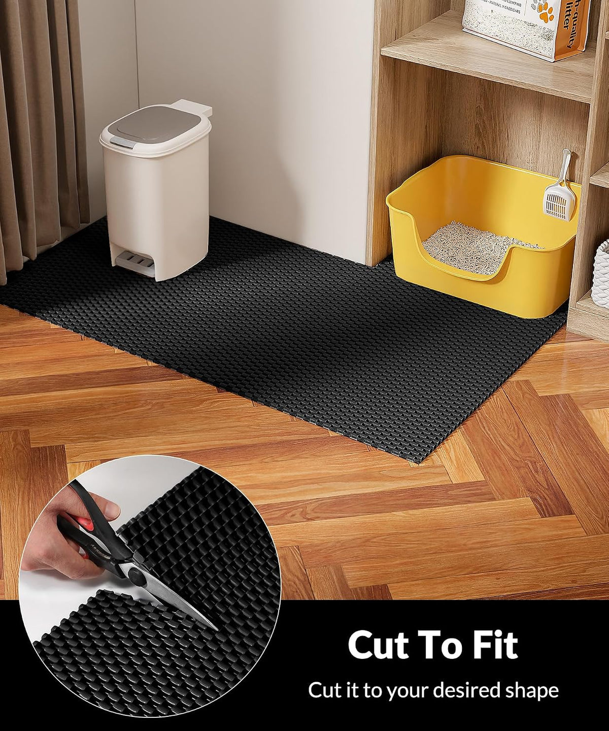 Cat Litter Mat, Cut to Fit Any Place - Black / 47x35 Inch - image 2