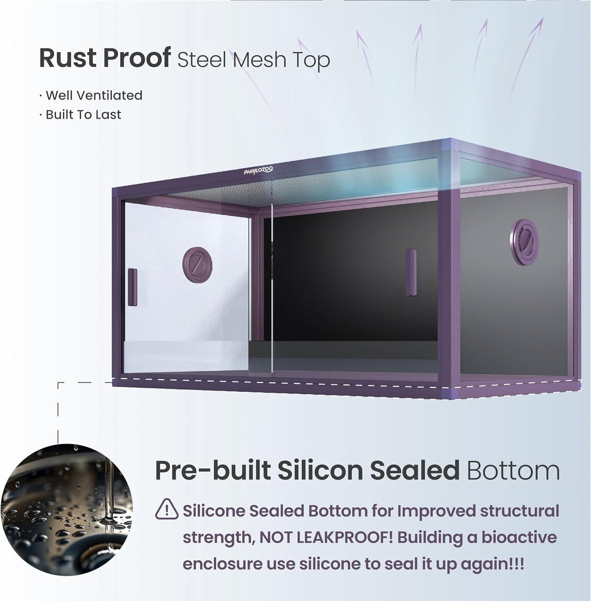 120 Gallon Reptile Tank, Stackable 4x2x2 Reptile Enclosure – Essentials for Reptiles And Amphibians - Royal Purple / 50 Gallon - image 4