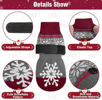 BEAUTYZOO Christmas Winter Anti-Slip Dog Socks with Grips Traction Control for Small Medium Large Dogs, Non Skid Indoor Double Side Pet Paw Protector for Hardwood Floor Wear, Snowflake L