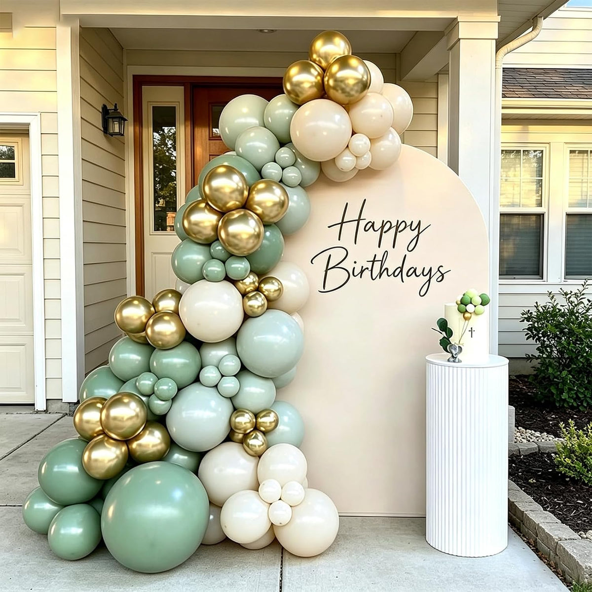 Blue Silver Balloon 12Inch Dark Metallic Blue Silver Confetti Latex - Sage Green White - image 3