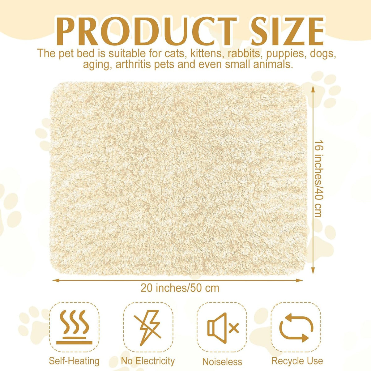 Drydiet 4 Pack Self Warming Cat Mat for Pets - 16 x 20 Inch / Camel / Solid - image 2