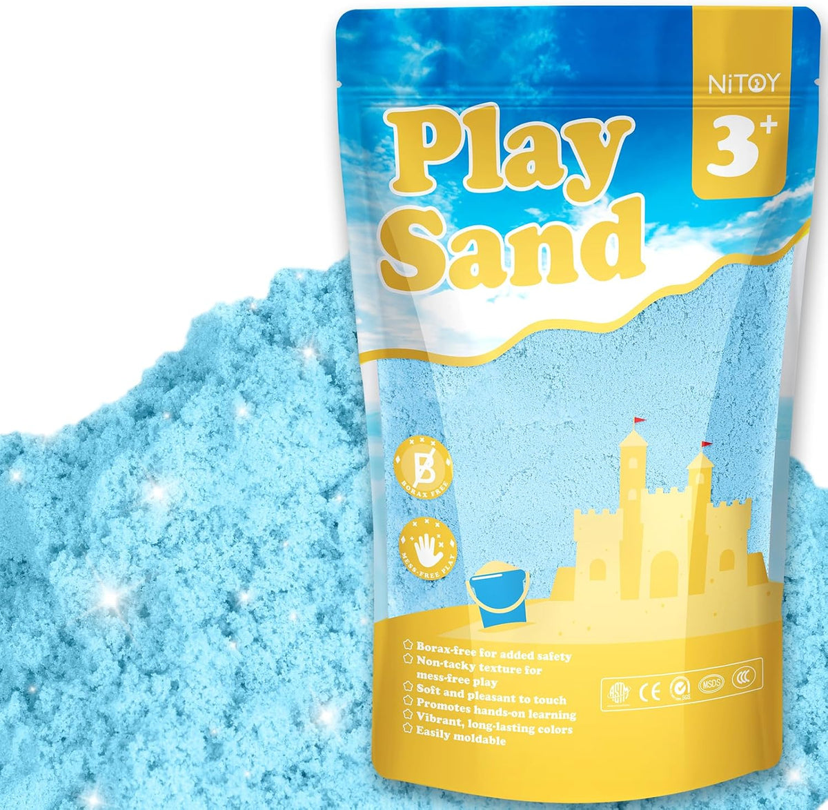 NiToy FlexiSand Toy Sand 2.2Lbs Moldable Sensory Sand for Kids - Light Blue