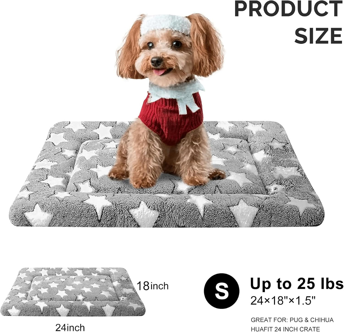 Dog Bed Mat, Reversible Crate Pad - 24"L*18"W*1.5"Th / Grey&Star-1pc - image 4