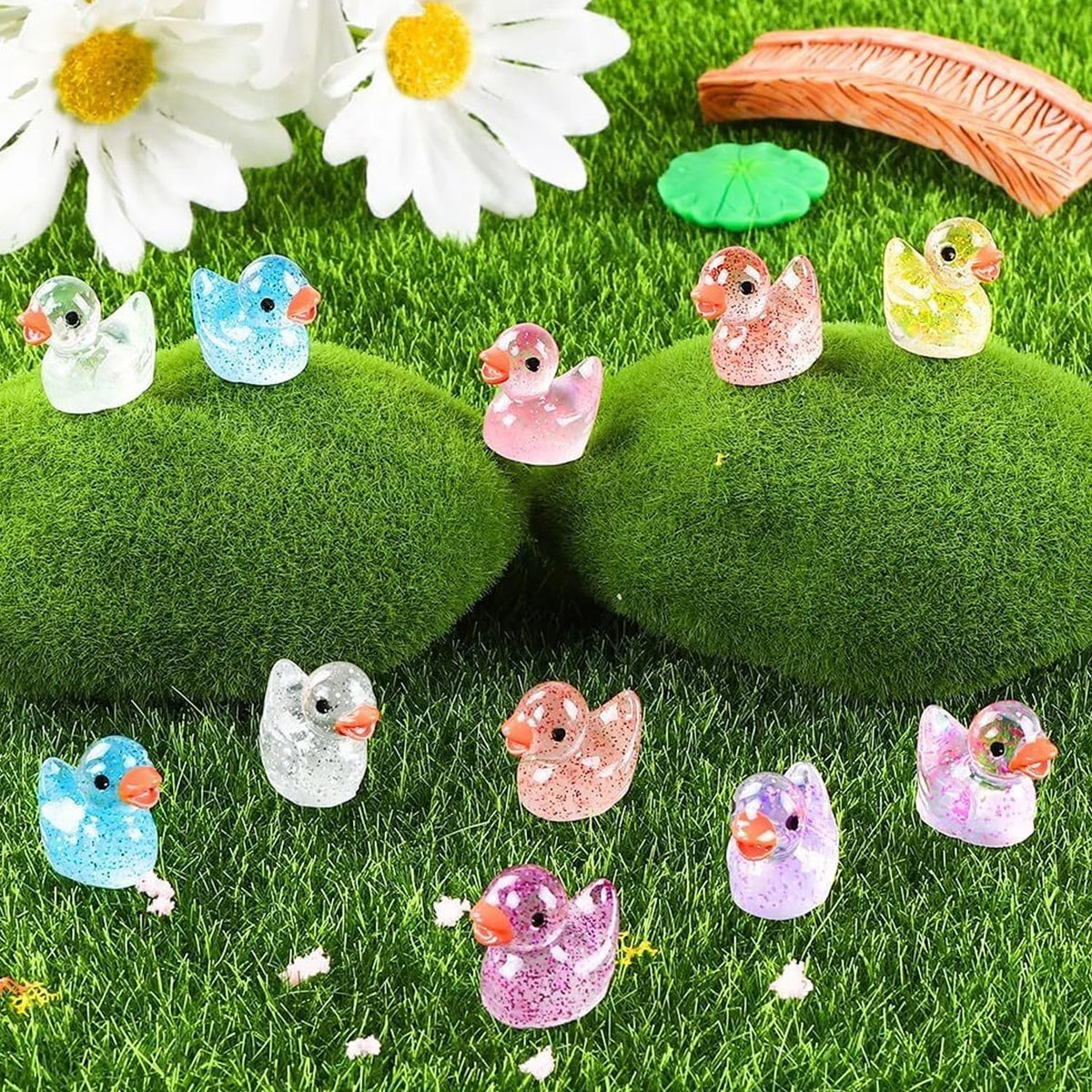 Cidinge 60 Pcs Mini Resin Ducks Luminous Tiny Ducks Miniature Duck - Glitter Ducks - image 4