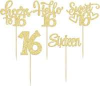 30pcs 16th Birthday Cupcake Toppers - 16th / Gold - image 3