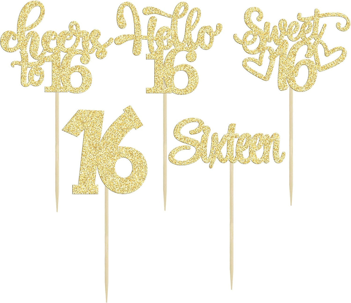 30pcs 16th Birthday Cupcake Toppers - 16th / Gold - image 3