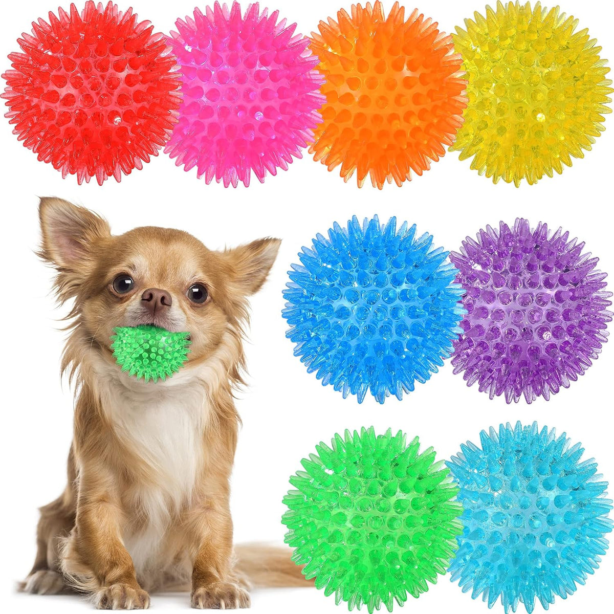 VITEVER 3.5” Squeaky Dog Toy Balls Puppy Chew Toys for Teething - Small Set of 8