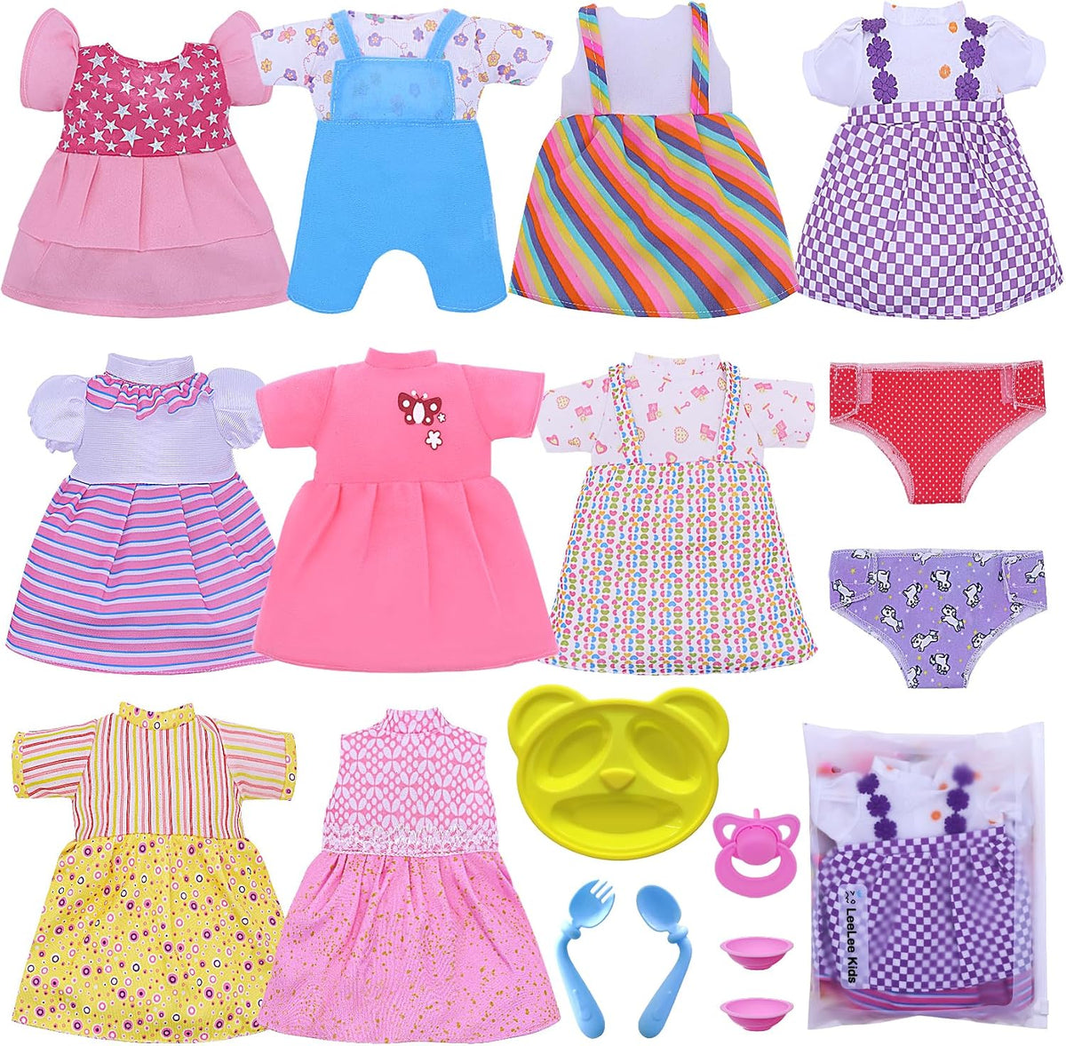Girl Doll Clothes & Accessories 12 Sets for 12 Inch Dolls – Fun for Kids & Family - 18pcs 12-14inch